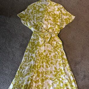 Ann Taylor Green and White Midi Dress